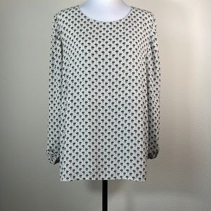 🌸LOFT Black White Top Size XXLP 2xl 2X Petite Blouse Tunic EUC